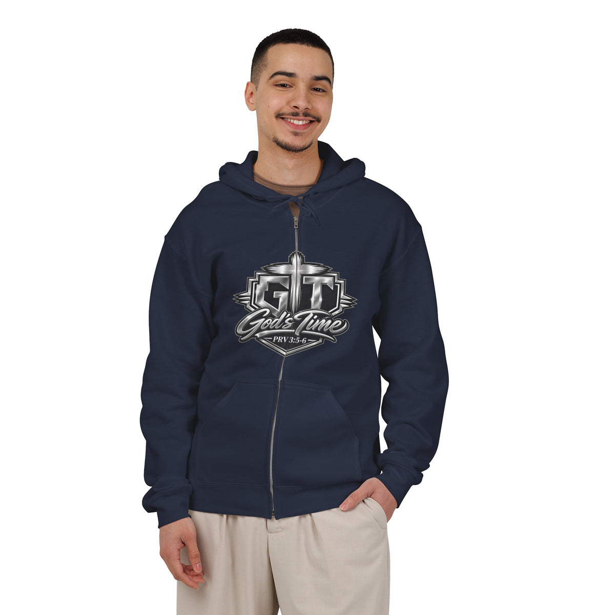 God's Time Zip Hoodie — "Build for Purpose" Christian Faith Full-Zip Sweatshirt