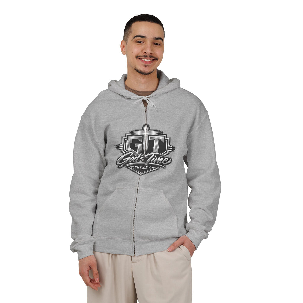 God's Time Zip Hoodie — "Build for Purpose" Christian Faith Full-Zip Sweatshirt