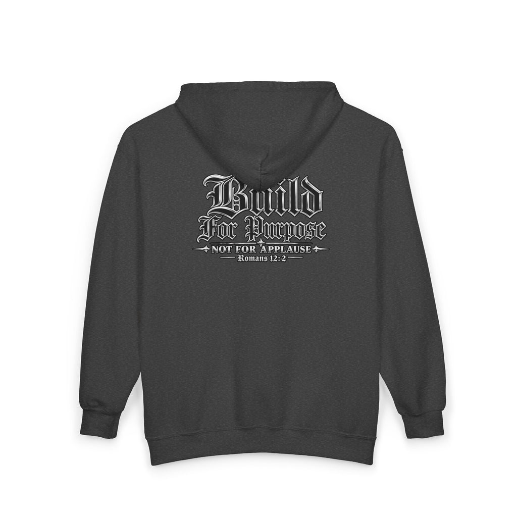 God's Time Zip Hoodie — "Build for Purpose" Christian Faith Full-Zip Sweatshirt