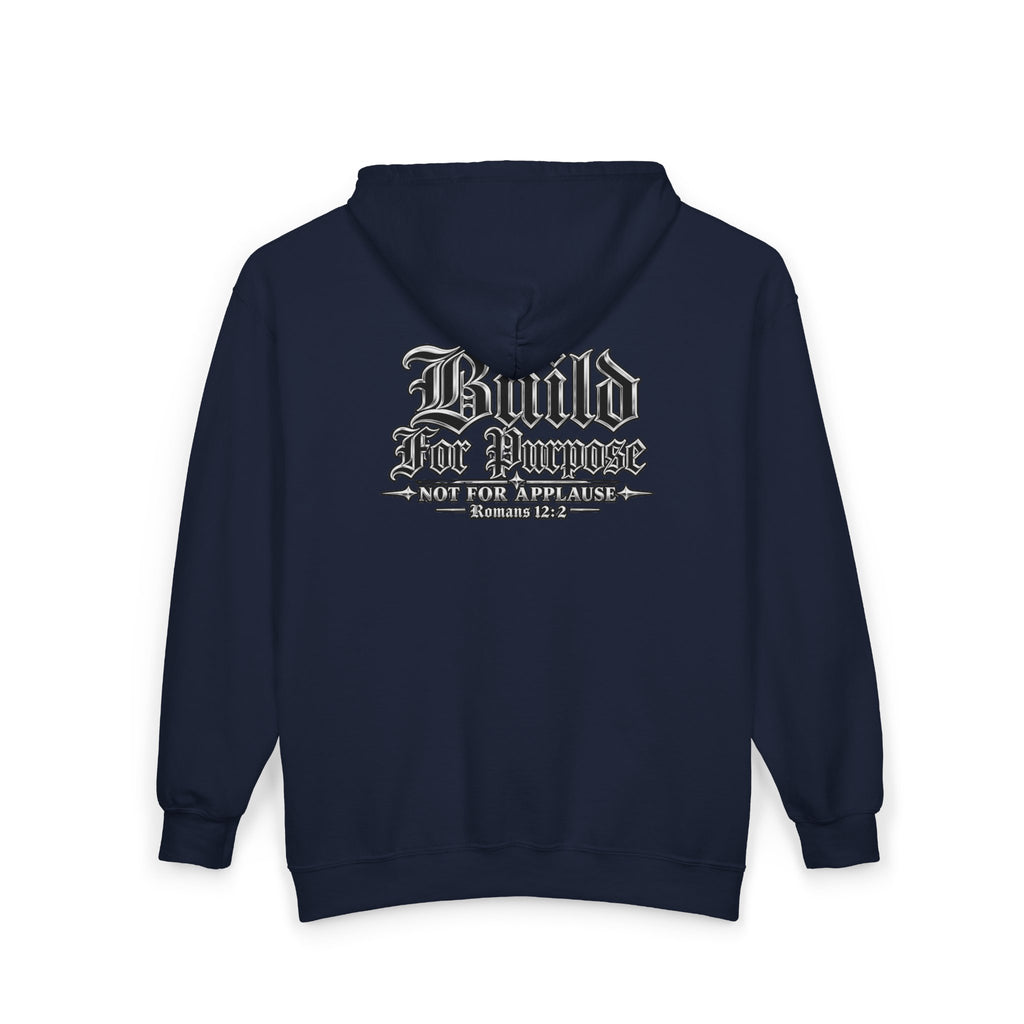 God's Time Zip Hoodie — "Build for Purpose" Christian Faith Full-Zip Sweatshirt
