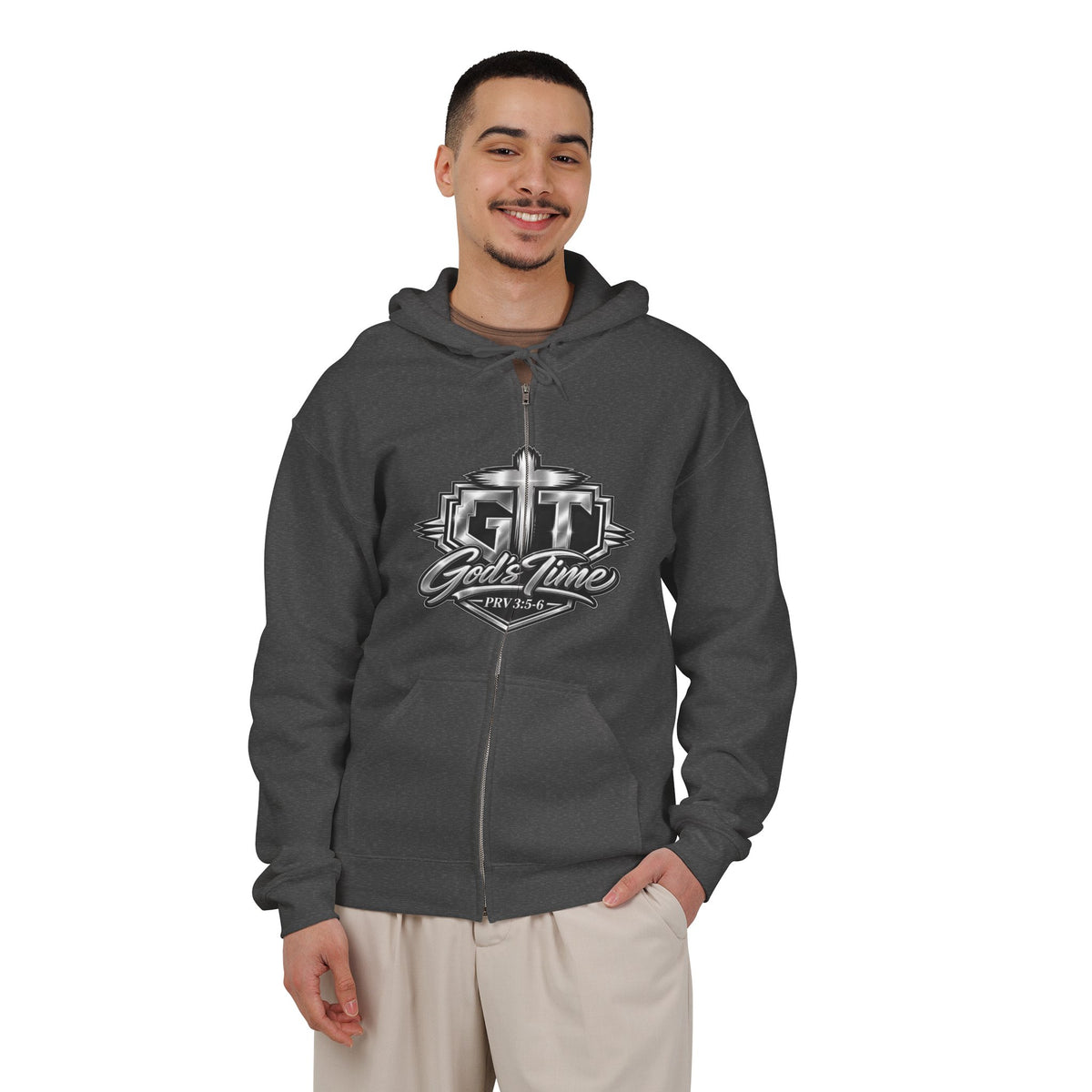 God's Time Zip Hoodie — "Build for Purpose" Christian Faith Full-Zip Sweatshirt