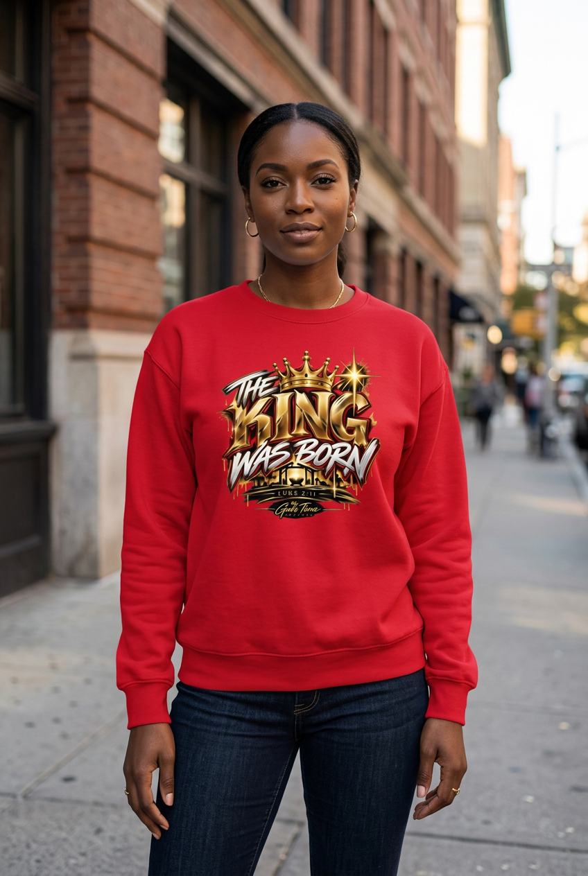 The King is Born Organic Sweatshirt | Luke 2:11